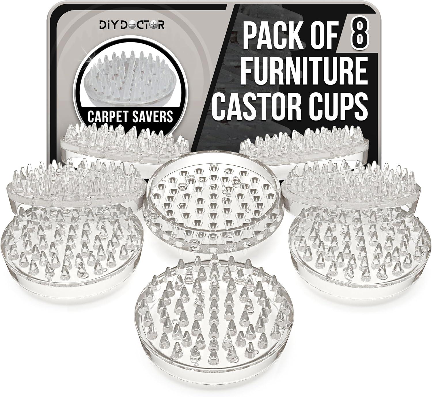 Furniture Caster Cups (8 Pack) – 53 Spike Design Heavy Duty Carpet Protectors for Furniture Legs – Perfect for Home & Office Use