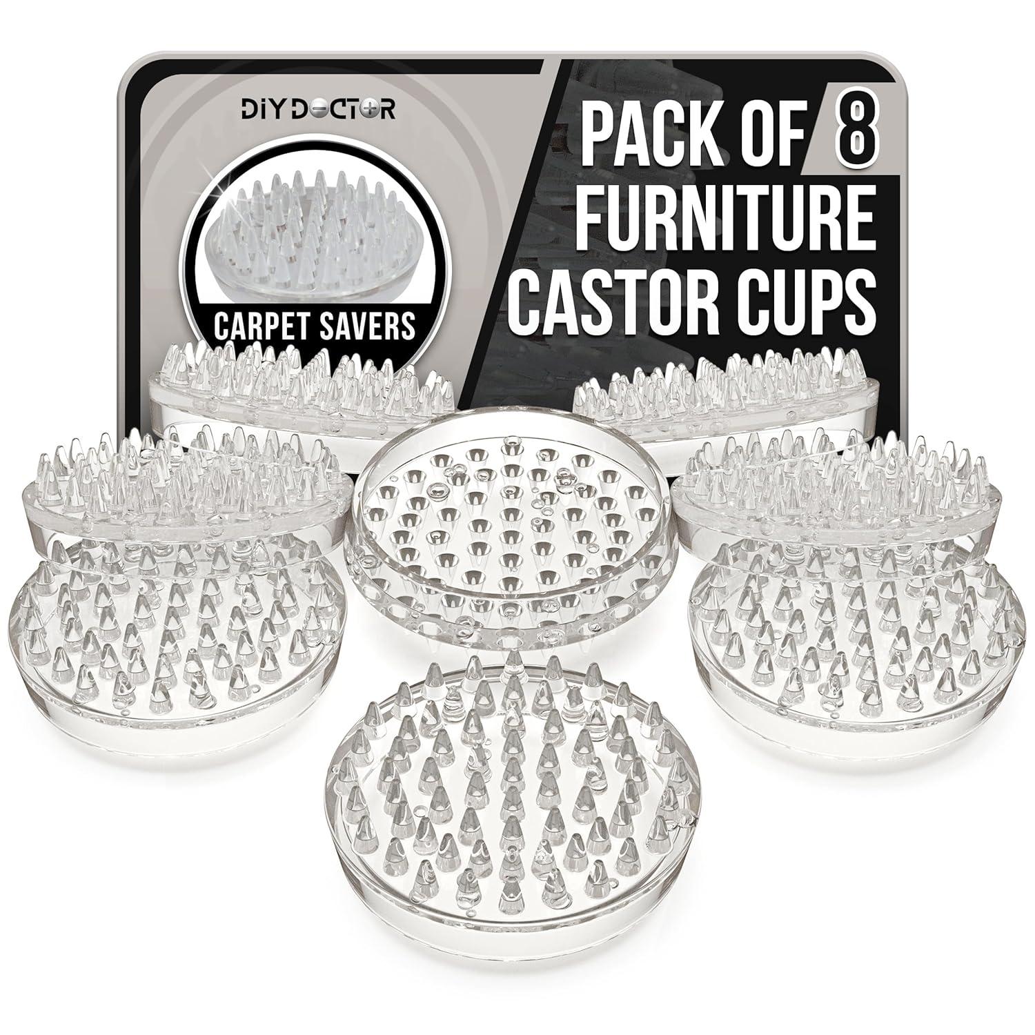 Furniture Caster Cups (8 Pack) – 53 Spike Design Heavy Duty Carpet Protectors for Furniture Legs – Perfect for Home & Office Use