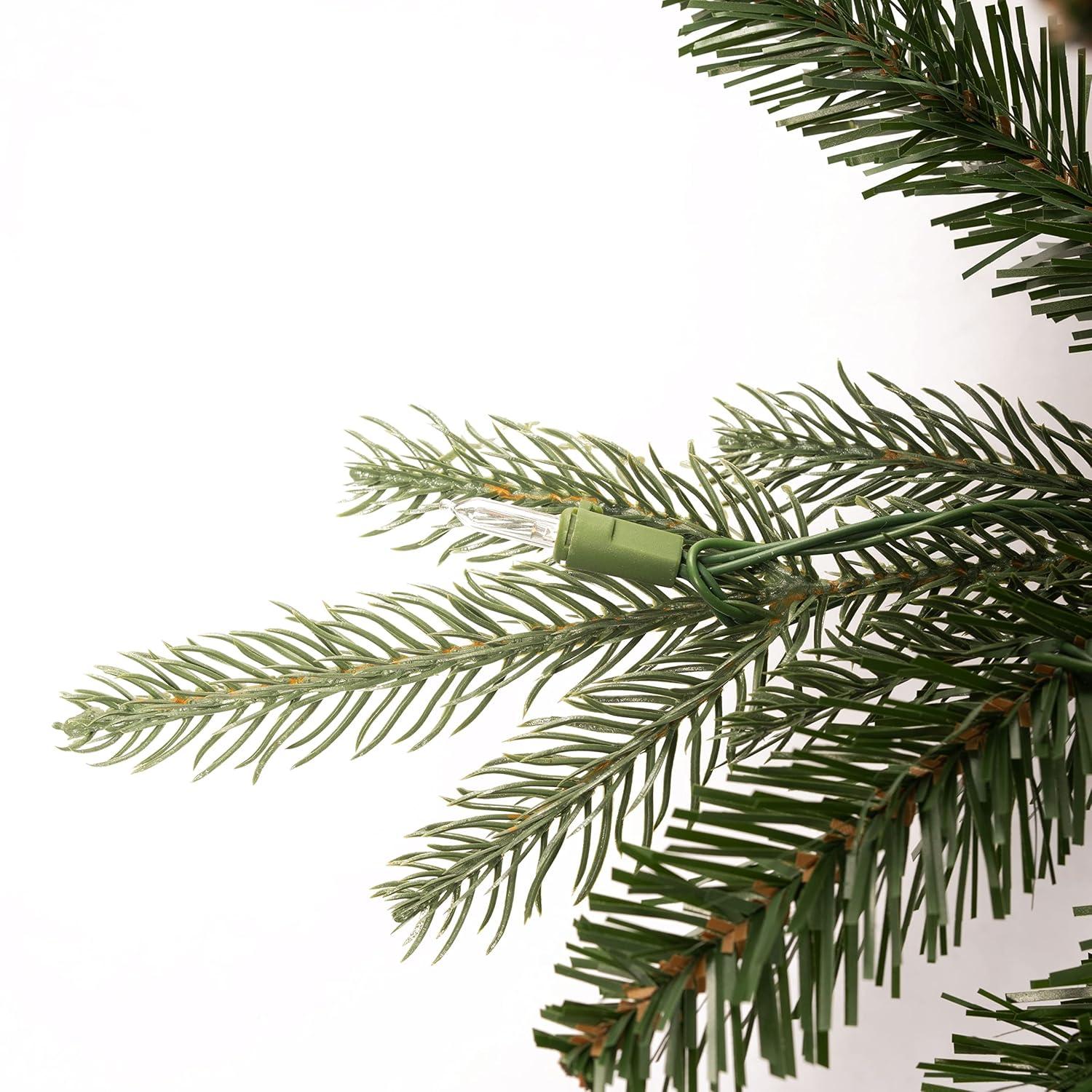 Naomi Home Traditional Artificial Pine Fir Christmas Tree with Lights-Base:Included,Color:Green,Size:9 Ft