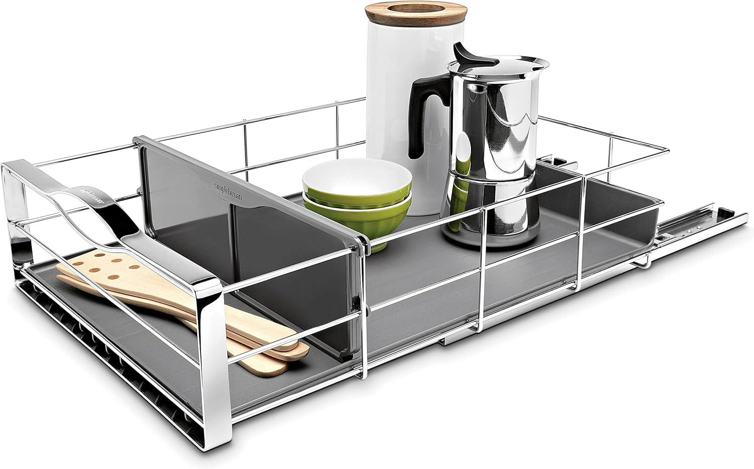 Gray Heavy-Gauge Steel Pull-Out Kitchen Cabinet Organizer