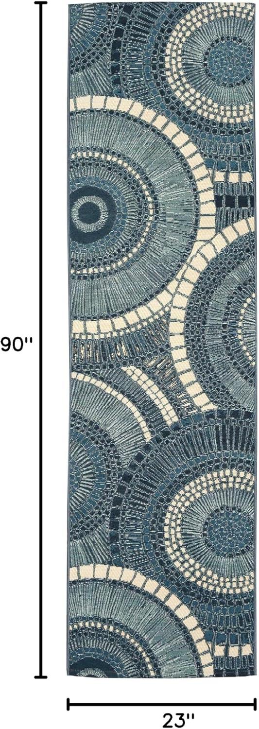 Liora Manne Marina Circles Indoor/Outdoor Rug Delft 1'11" x 7'6"