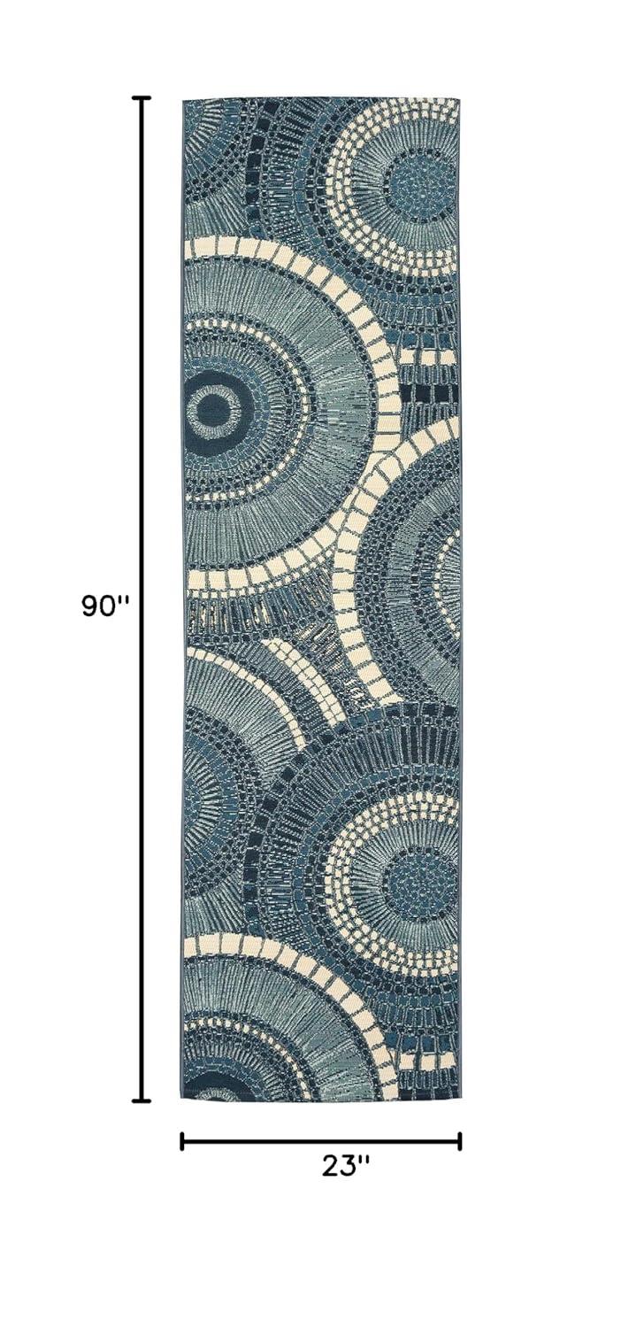 Liora Manne Marina Circles Indoor/Outdoor Rug Delft 1'11" x 7'6"