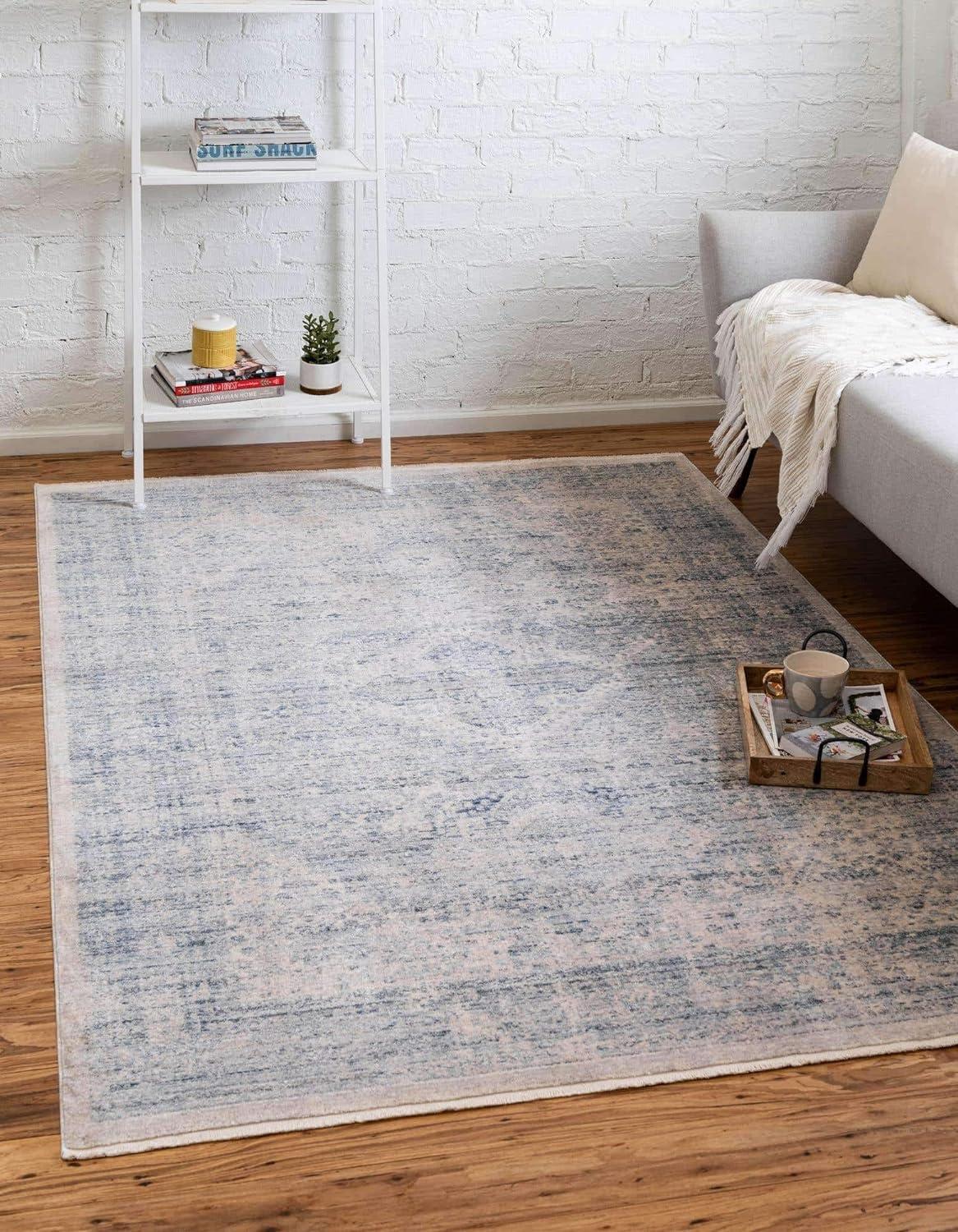 Noble Gray Rectangular Easy-Care Synthetic Area Rug