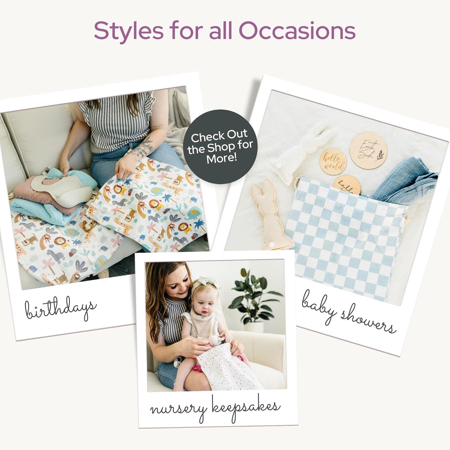 Gather & Knot Drawstring Gift Bags | 20" Large 12" Small | Premium Canvas | Reusable Fabric Wrap for Baby Shower or Girl Birthday | Butterfly