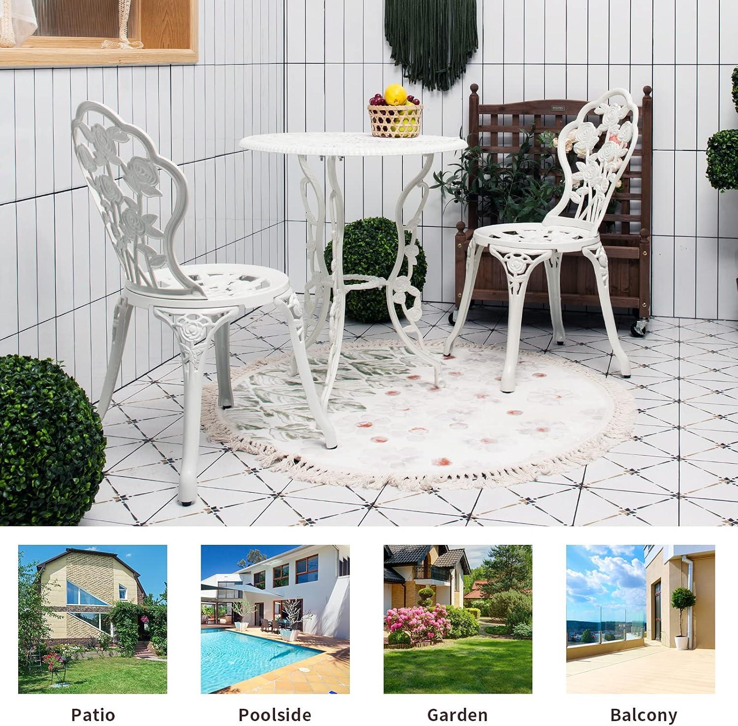 SunnyDaze Decor 2 - Person Metal Patio Dining Set with Round Table