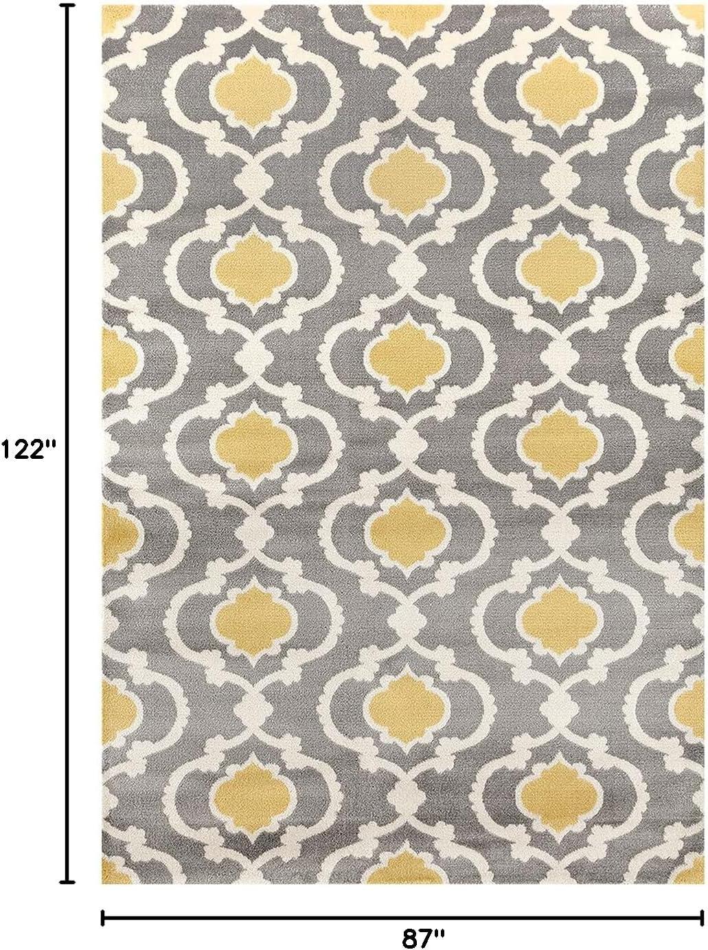 World Rug Gallery Moroccan Trellis Contemporary Area Rug - Yellow gray 7'10" x 10'2"