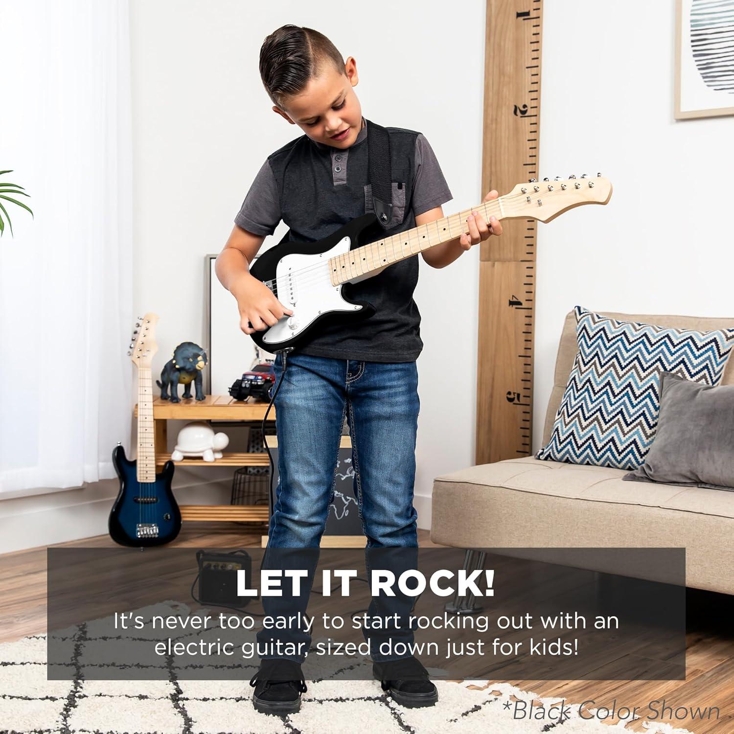 Best Choice Products 30in Kids Electric Guitar Beginner Starter Kit w/ 5W Amplifier, Strap, Case - Metallic Red