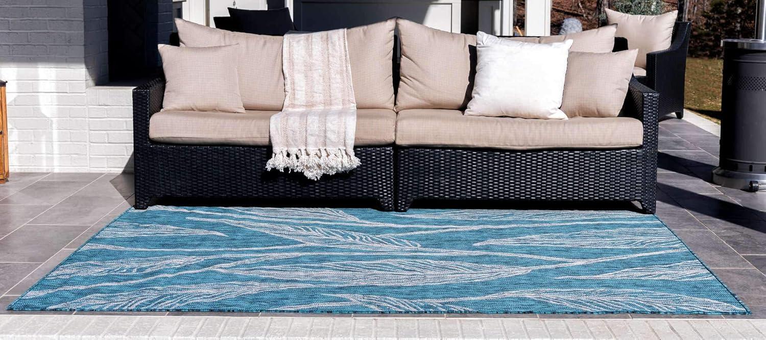 Unique Loom Outdoor Botanical Leaf Floral and Botanical Woven Area Rug