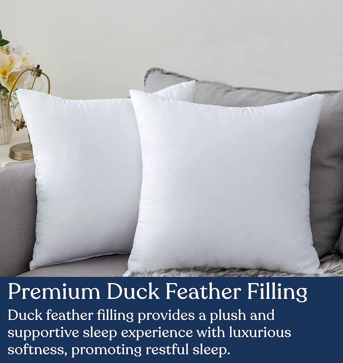 Premium Organic Cotton Pillow Insert, 100% White Duck Feather Filling