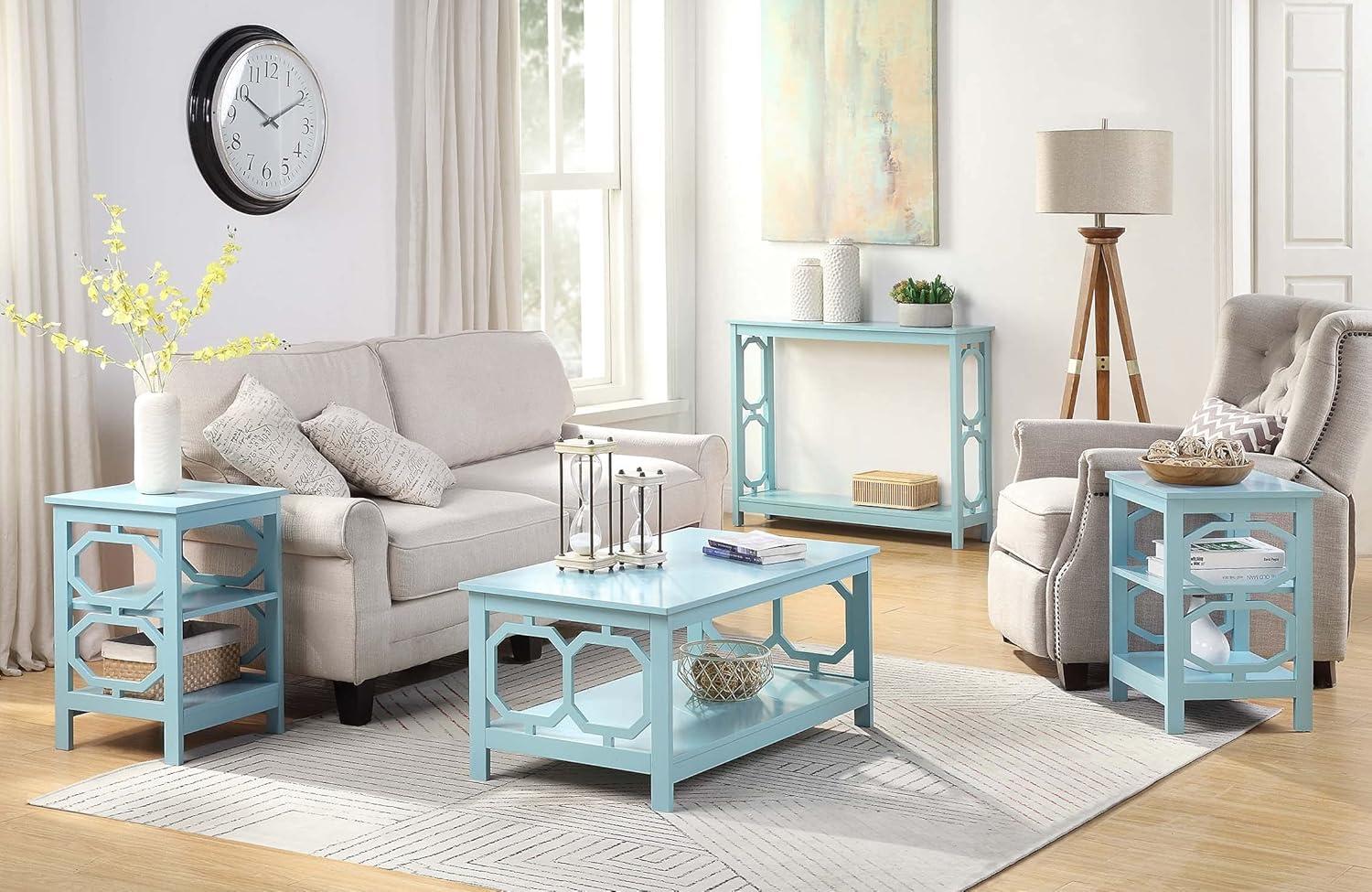 Convenience Concepts Omega Console Table with Shelf, Sea Foam
