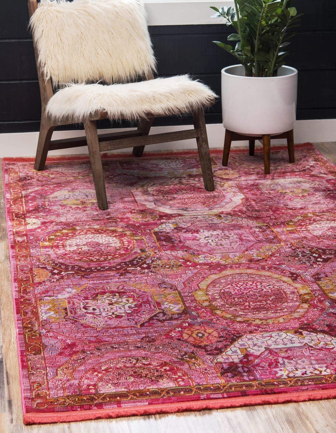 Unique Loom Baracoa Collection Area Rug - Coppelia (4' 3" x 6' Rectangle Pink/Ivory)