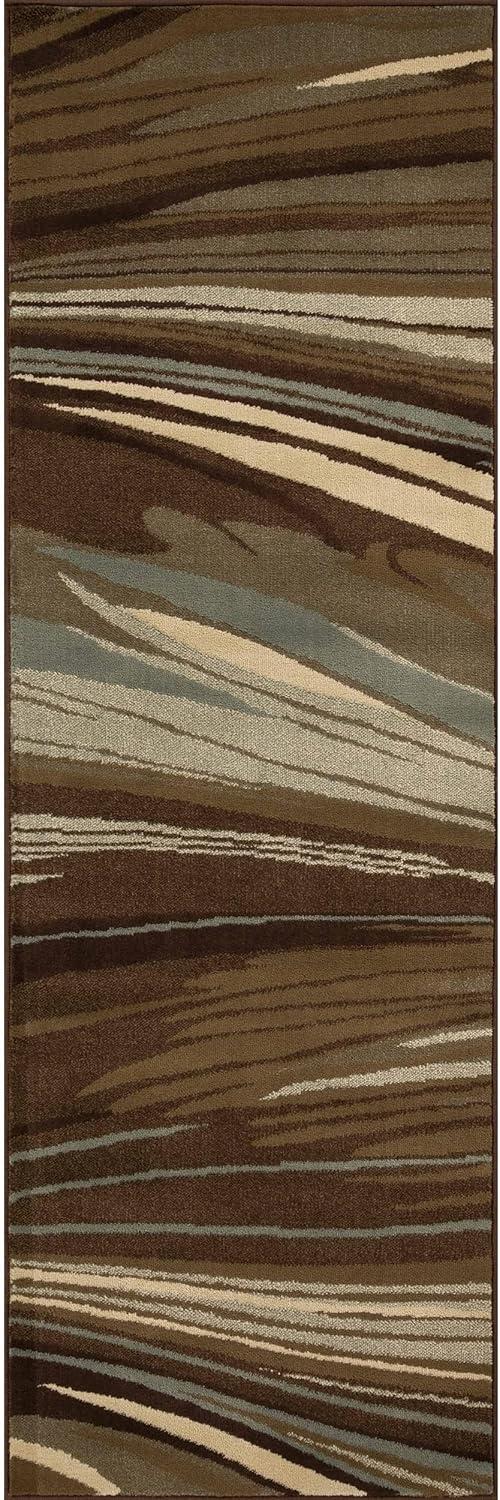 Superior Modern, Contemporary, Transitional Multi-Colored Wavy Line Area Rug, 8' x 10'