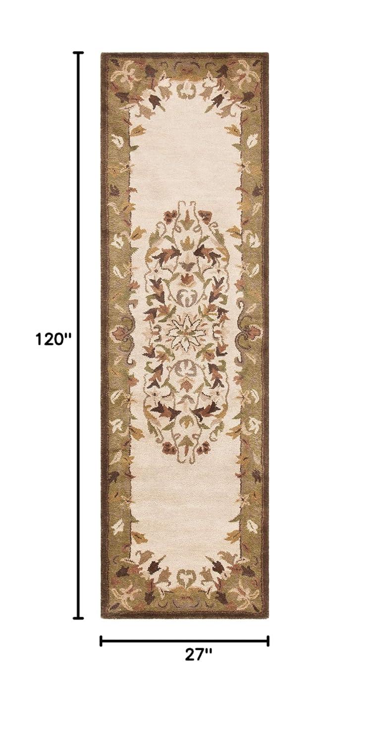 SAFAVIEH Heritage Cleves Traditional Wool Runner Rug, Beige/Green, 2'3" x 10'