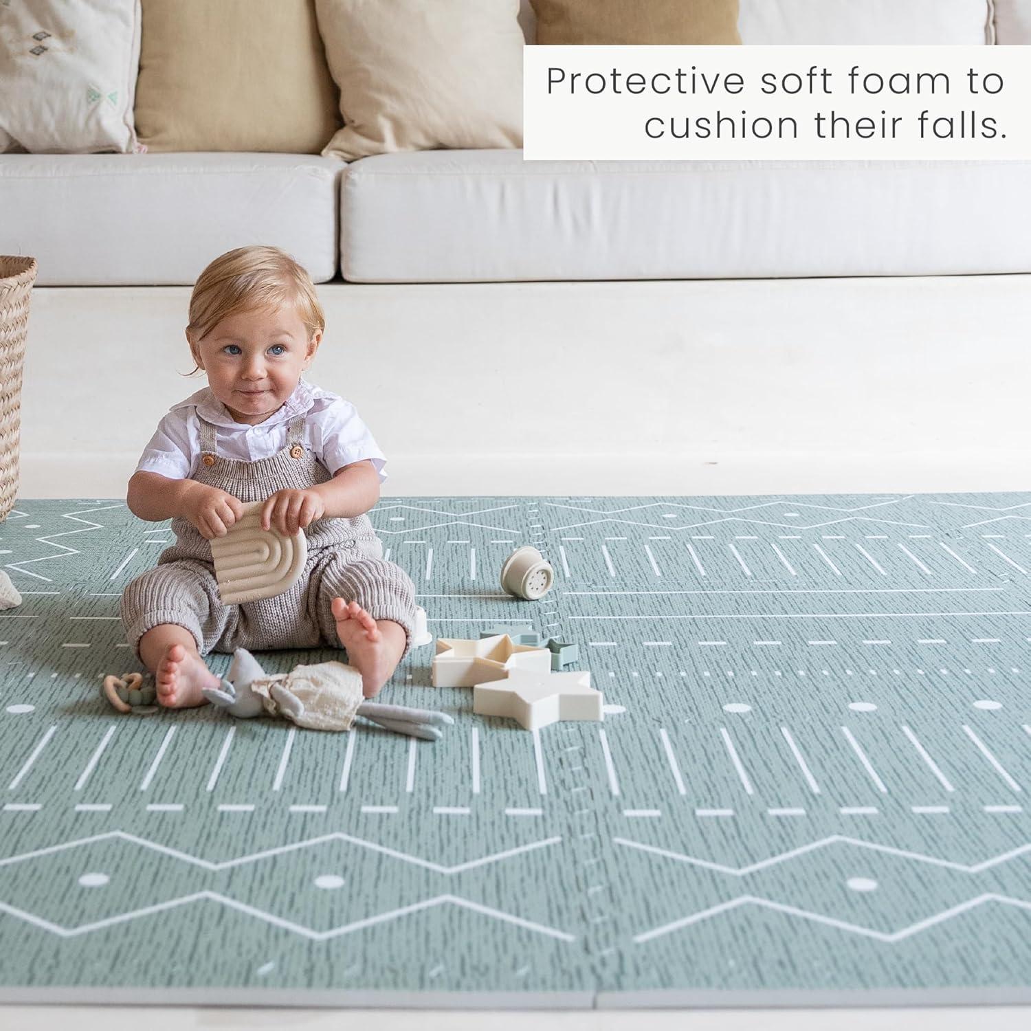 Moss Green 4 x 6 Foam Playmat with Geometric Design