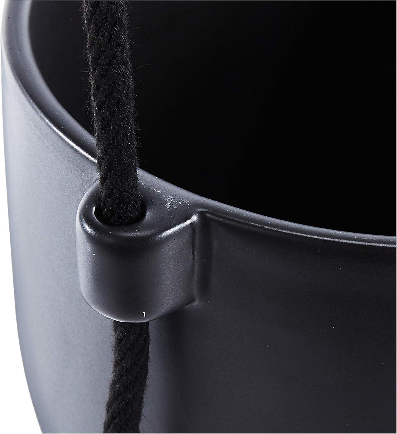 Bolo Soft Curve Black Ceramic Indoor/Outdoor Hanging Planter