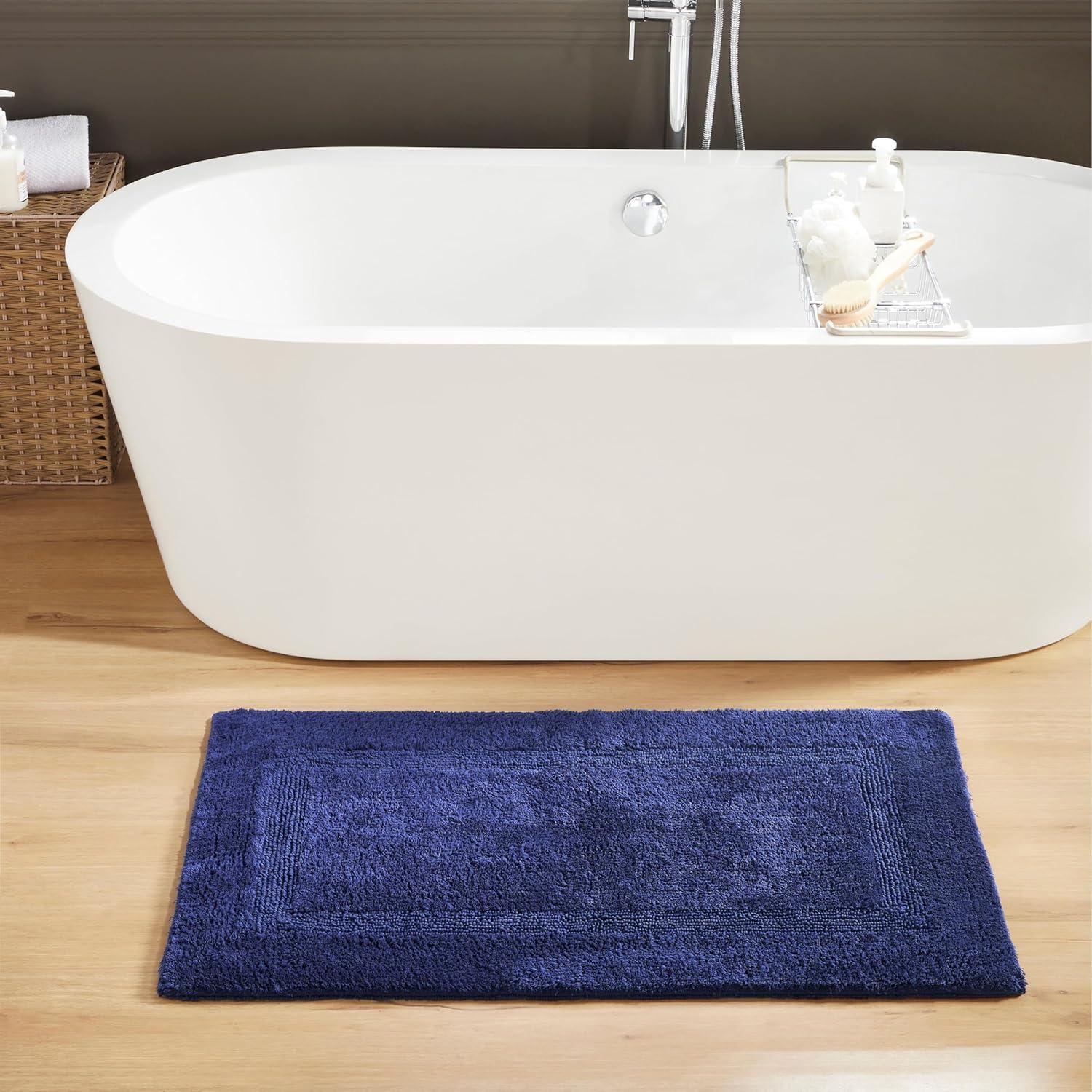 Annerose Collection 100% Cotton Reversible Machine Washable Bath Mats, Super Absorbent Bathroom Rugs