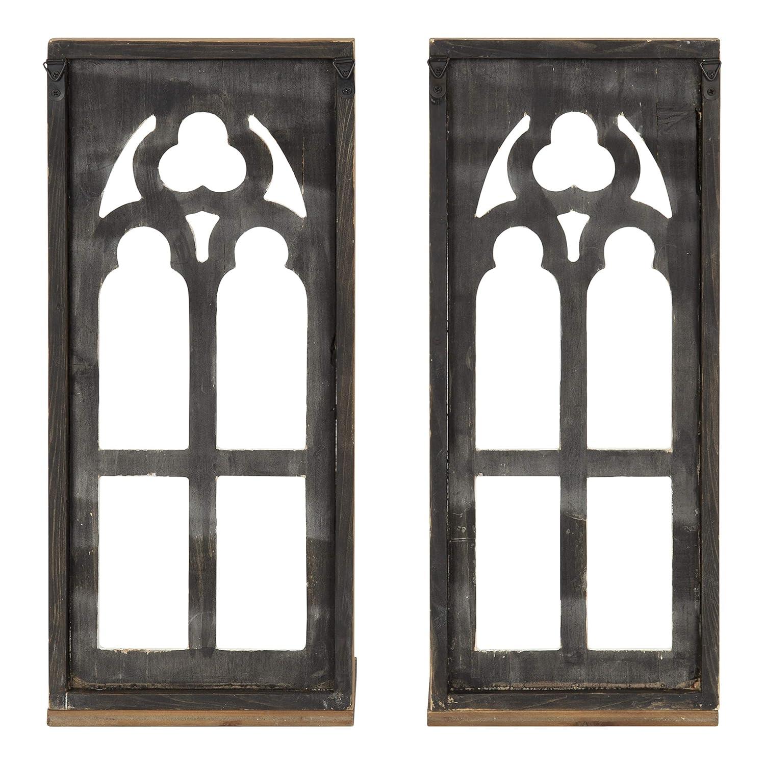Kate and Laurel Mirabela Rectangle Wood Wall Sconce, 2 Piece, Rustic Brown and White