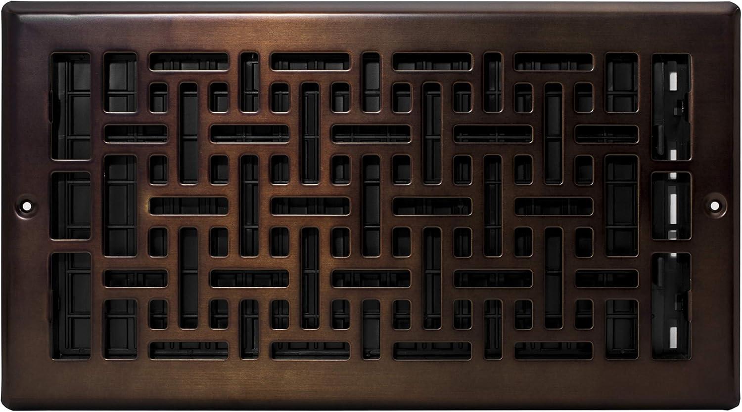 Decor Grates 6" x 12" steel plated rubbed bronze finish oriental design wall register