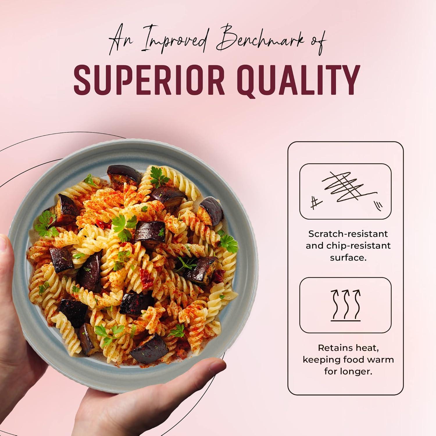 American Atelier Large Pasta Bowls, 42 oz Wide Shallow Stoneware Salad Bowl Set, Plates for Serving Dinner, Kitchen, and Eating, Set of 4,Light Blue