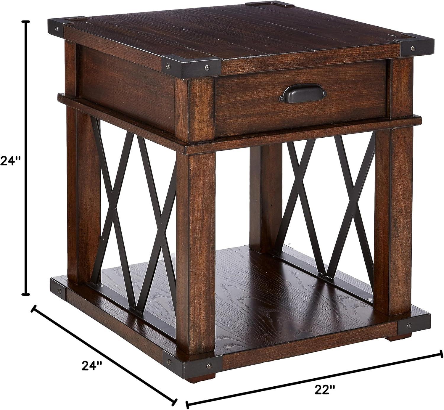 Progressive Furniture Landmark Rectangular Wood End Table in Walnut Brown