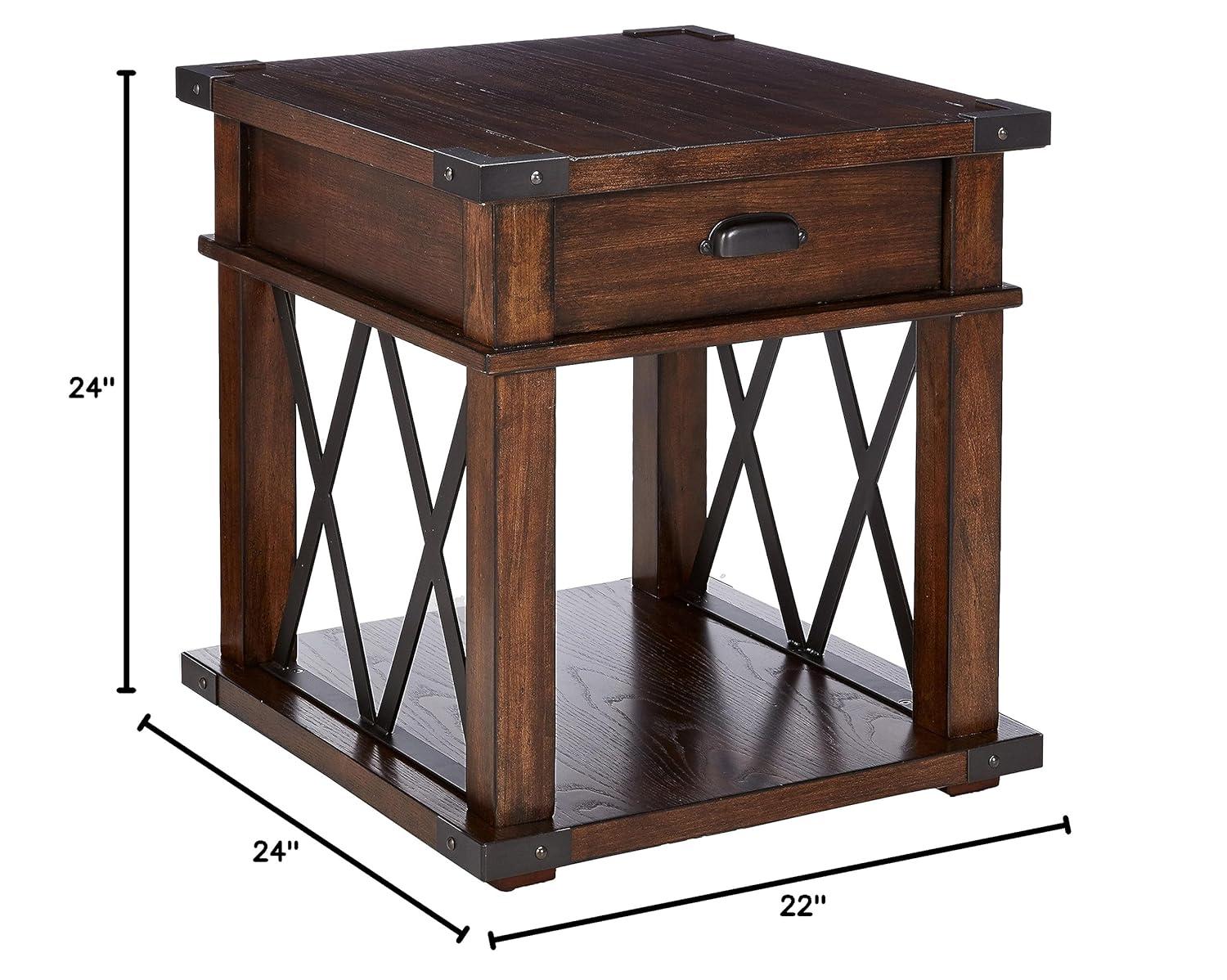 Progressive Furniture Landmark Rectangular Wood End Table in Walnut Brown