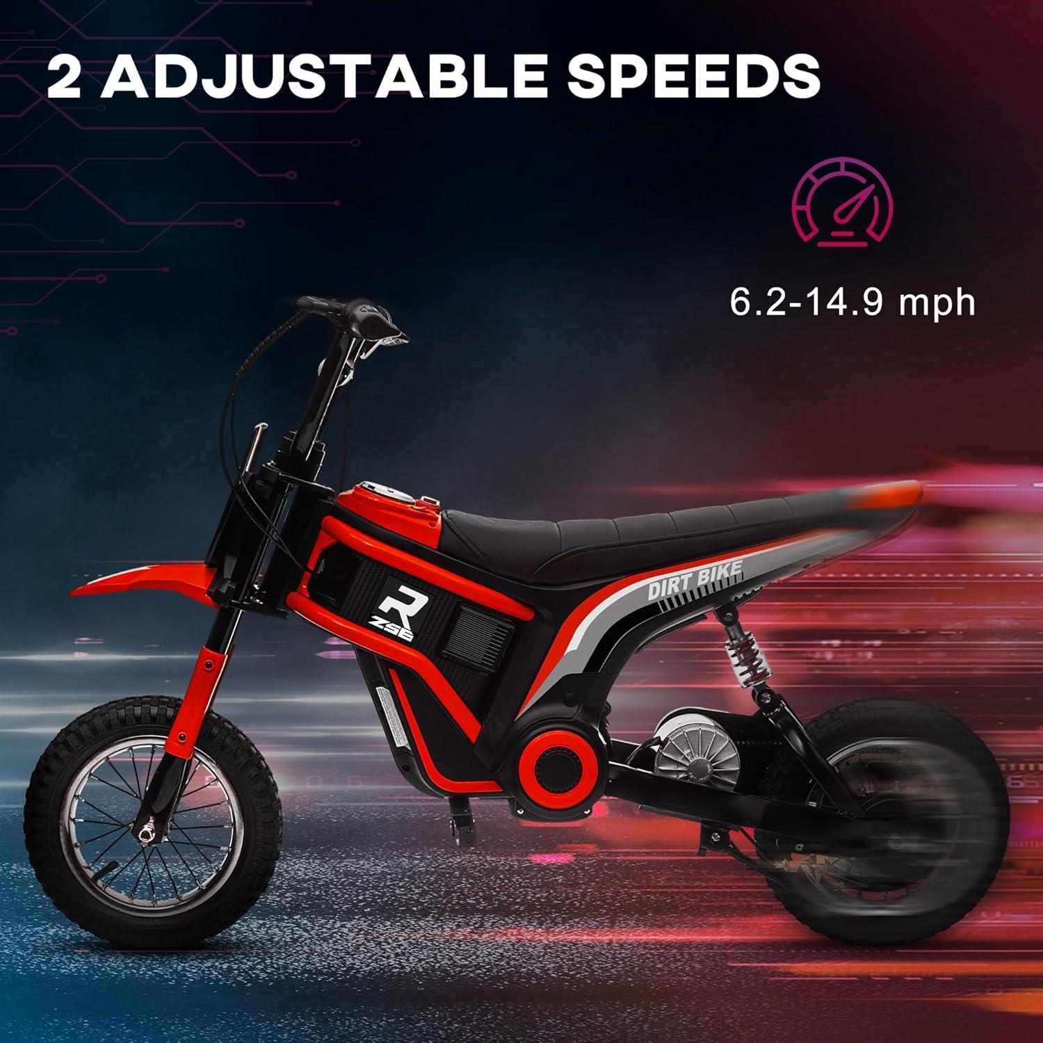 Aosom 24V 350W Electric Dirt Bike, up to 15 MPH w/ Twist Grip, Red