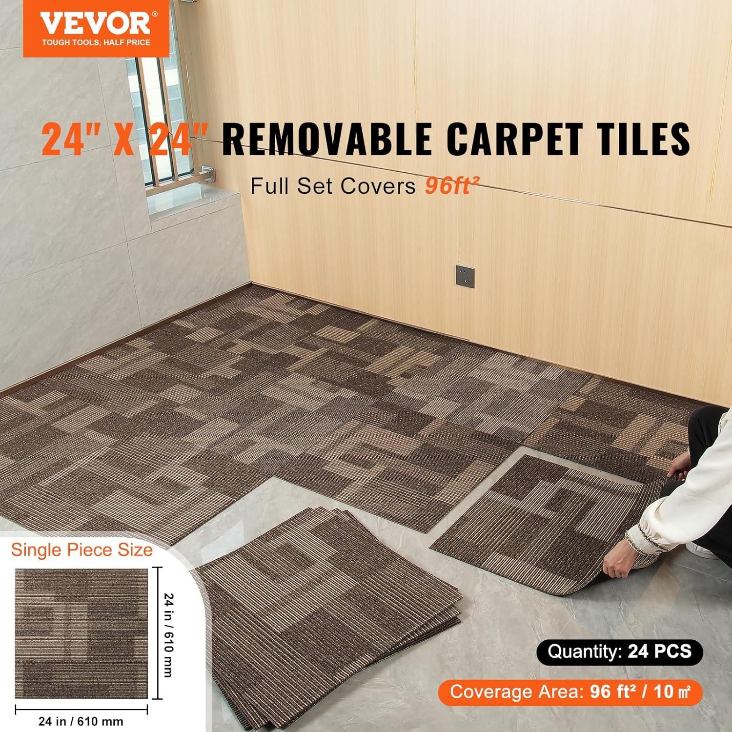 24'' W x 24'' L Level Cut And Loop Polyester Carpet Tile