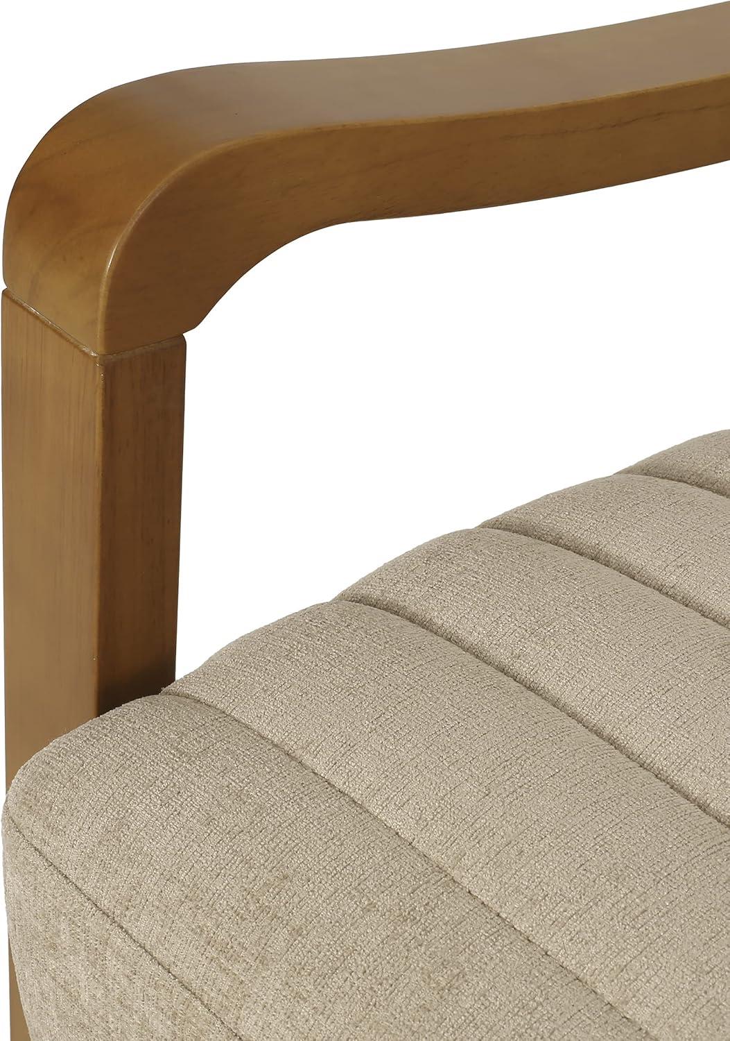 Munro Contemporary Fabric Channel Stitch Pushback Recliner Sand/Teak - Christopher Knight Home: Mid-Century Design, Rubberwood Frame