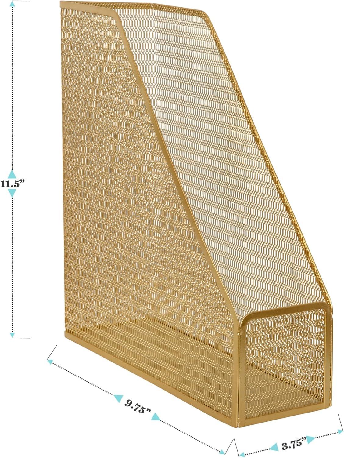 Martha Stewart Mesh Metal Single Slot Magazine File Holder Gold