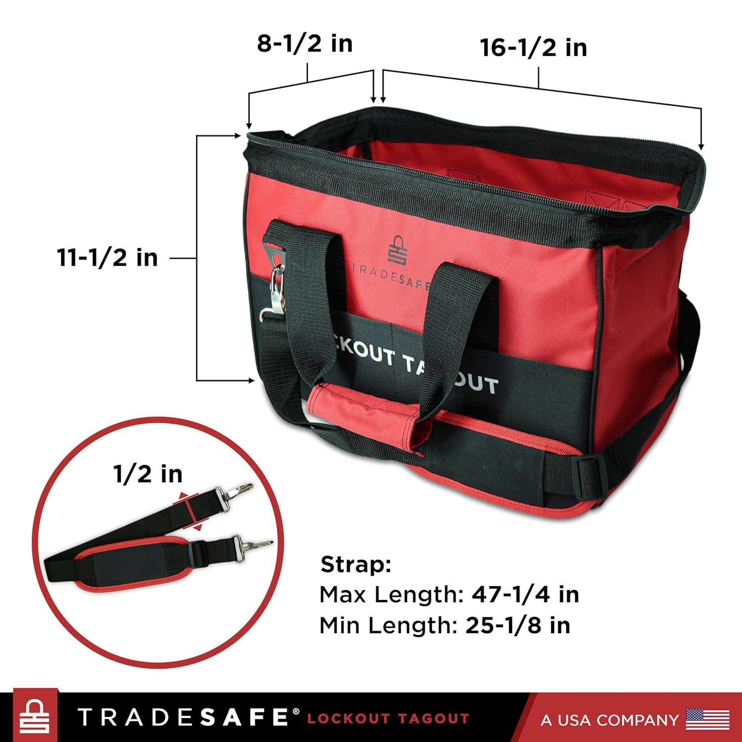 TRADESAFE Lockout Tagout Tool Carrying Bag, Unstocked Lockout Bag, 16-1/2" x 8-1/2" x 11-1/2"