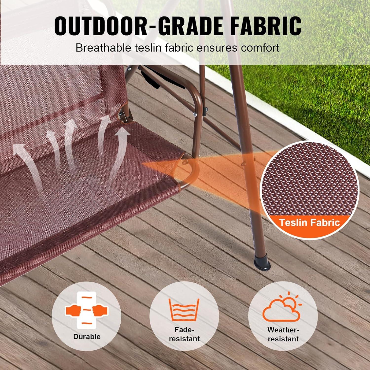 3-Person Patio Swing Chair Outdoor Patio Swing with Adjustable Canopy Porch Swing