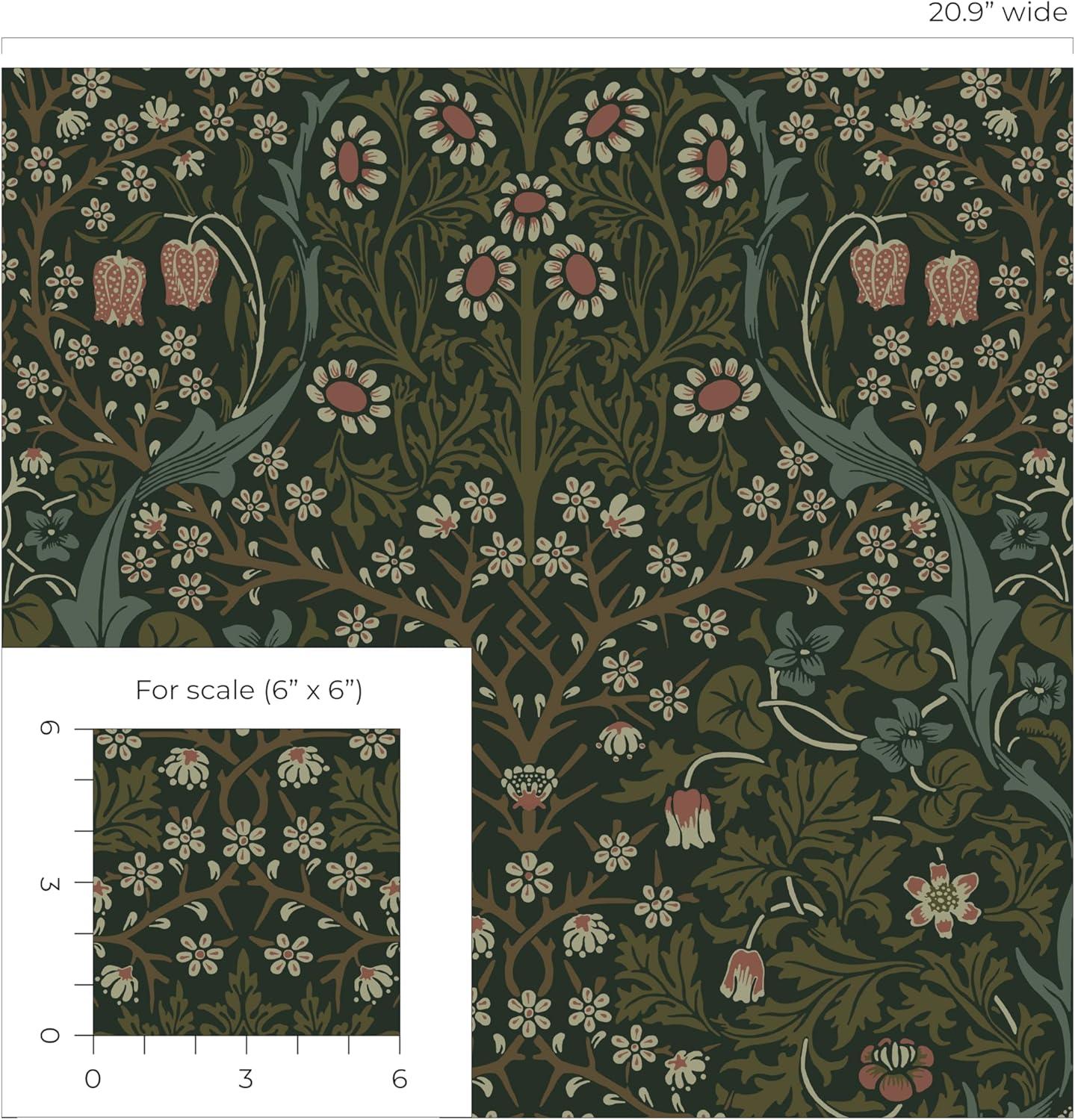 NextWall  Victorian Garden Floral Peel and Stick Wallpaper 20.9 in. W x 18 ft. L - Blacksmith & Cliffside