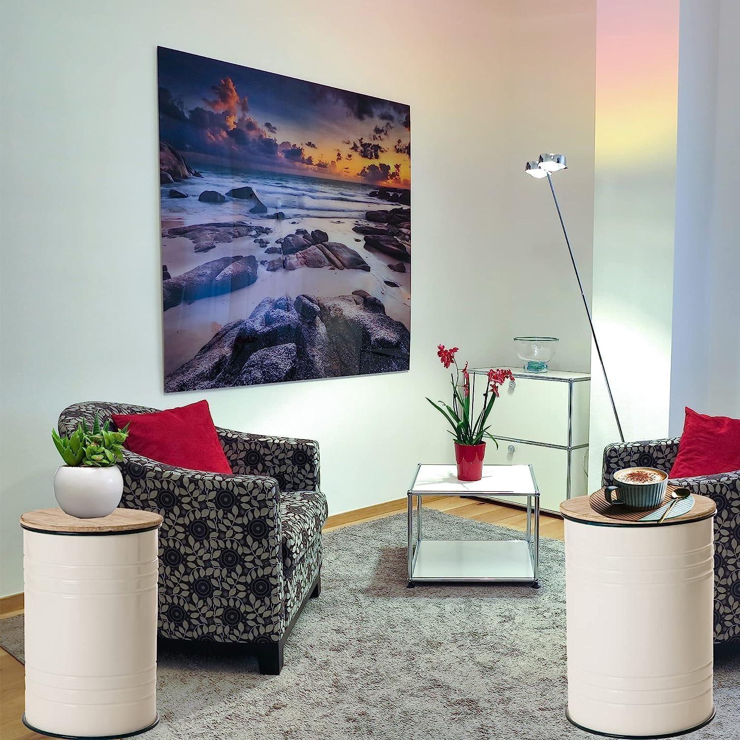 White Metal and Wood Farmhouse Storage Accent Stools, Set of 2