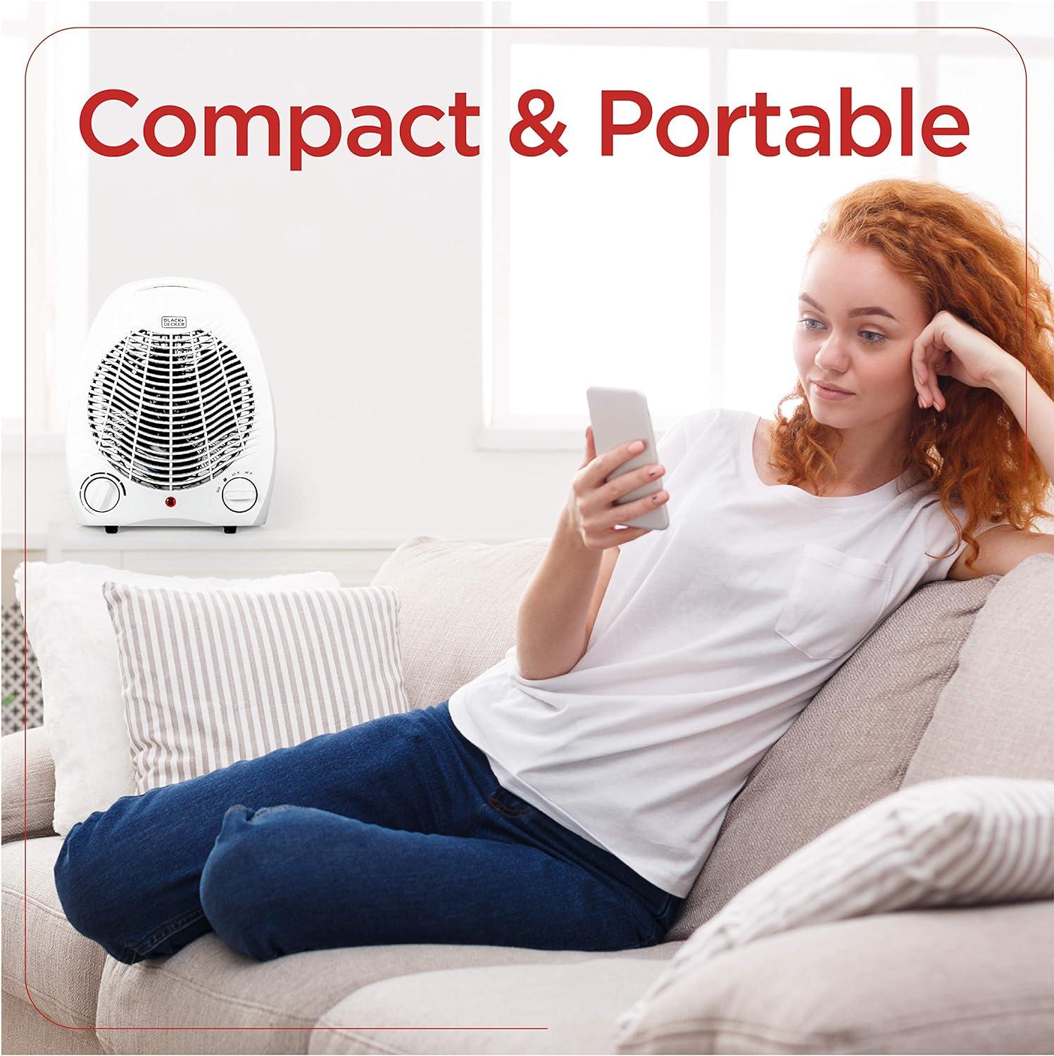 BLACK+DECKER Personal Desktop 1,500 Watt Electric Fan Compact Heater
