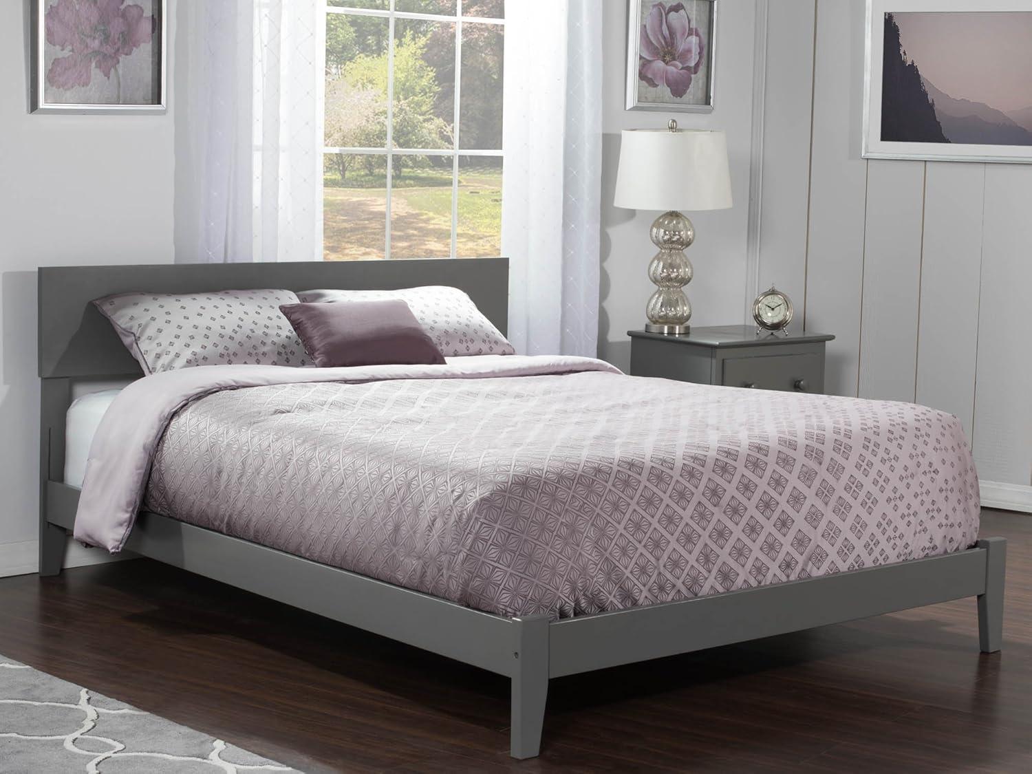 Orlando Gray Full Size Wood Bed with Headboard and Slats