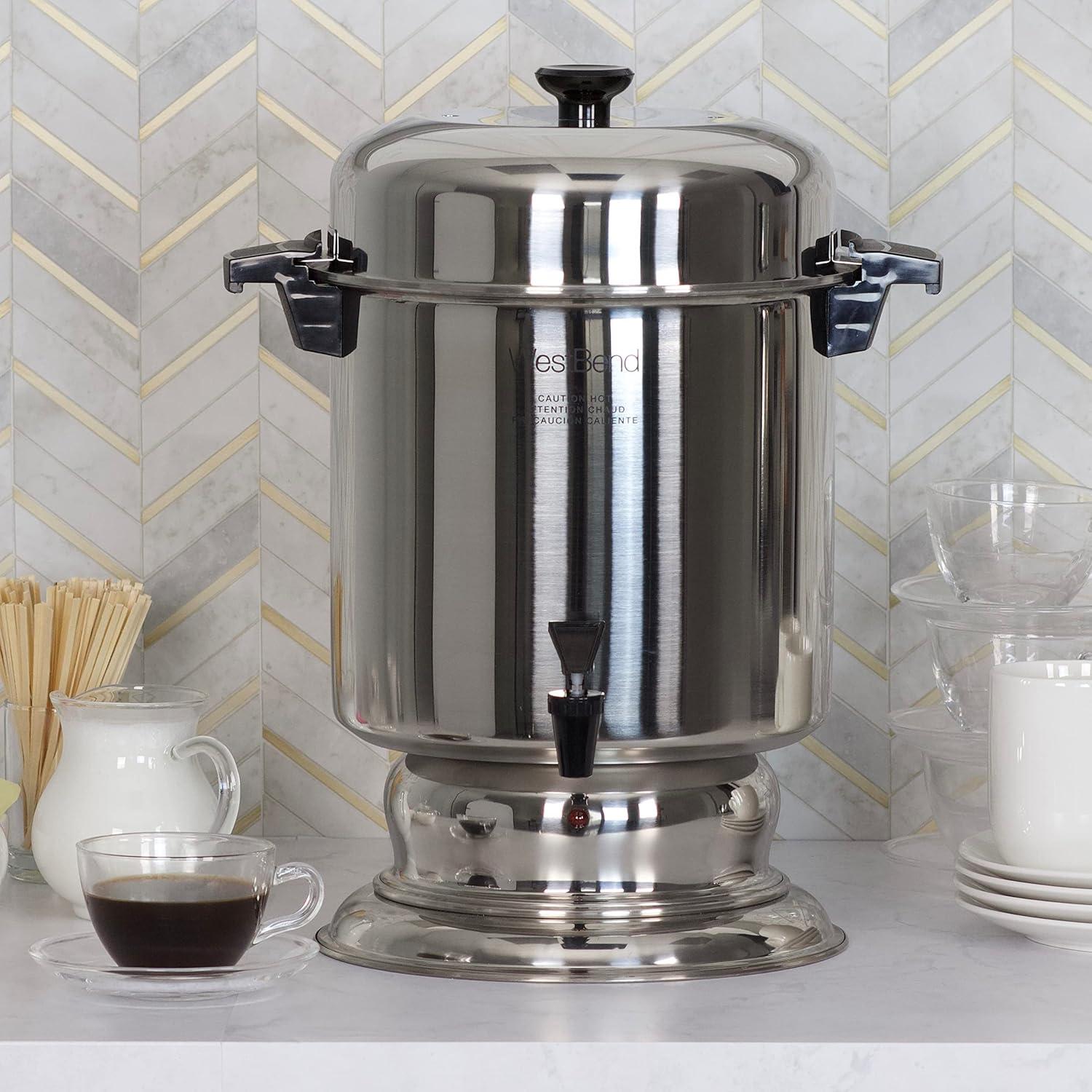 Polished Stainless Steel 55-Cup Commercial Coffee Percolator