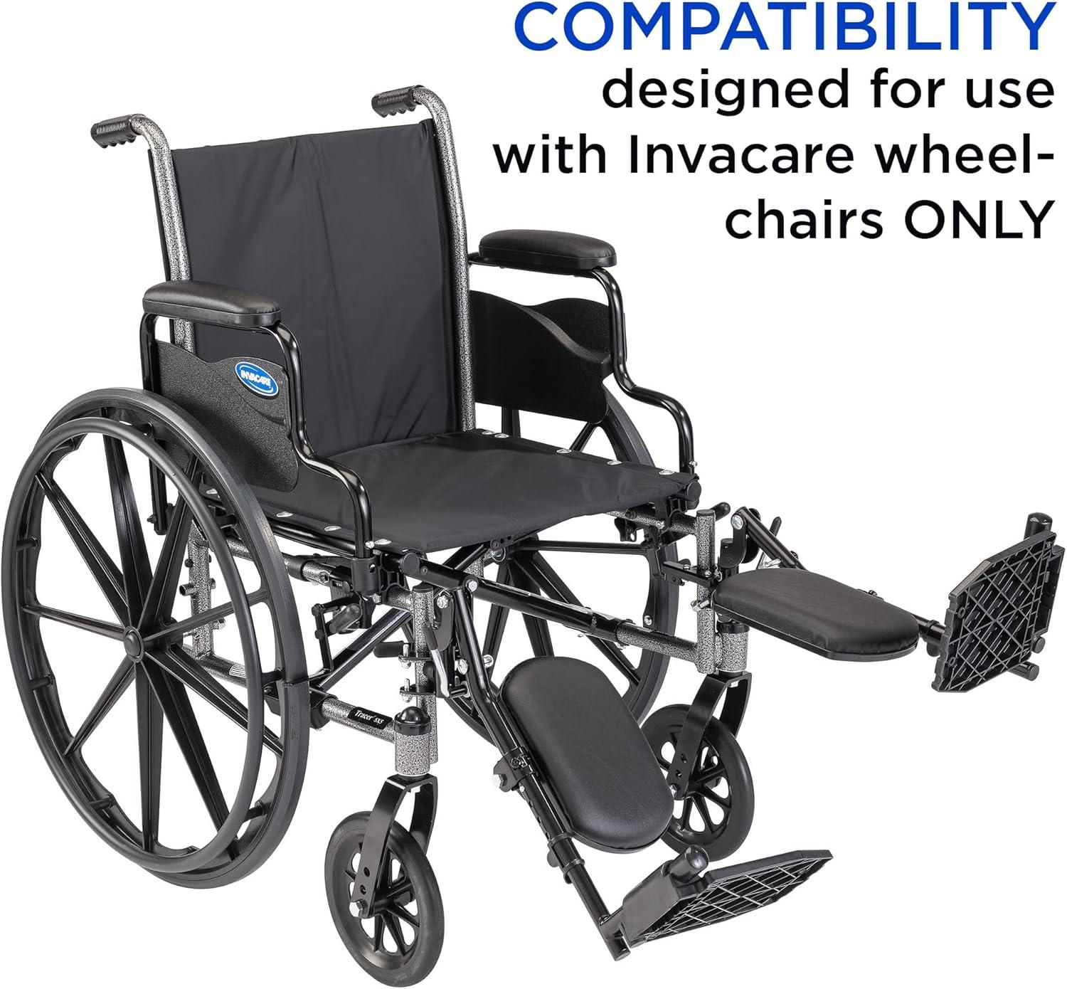 Black Adjustable Wheelchair Legrests with Padded Calf Pads