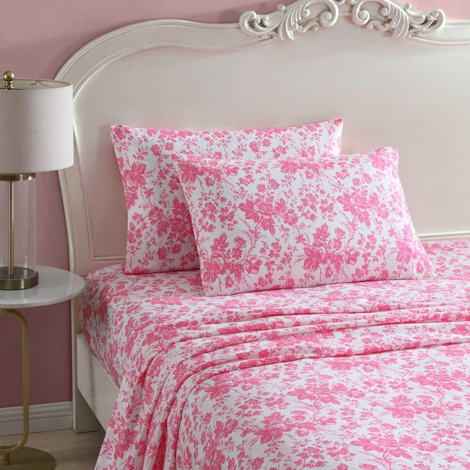 Pink Floral Twin Microfiber Sheet Set