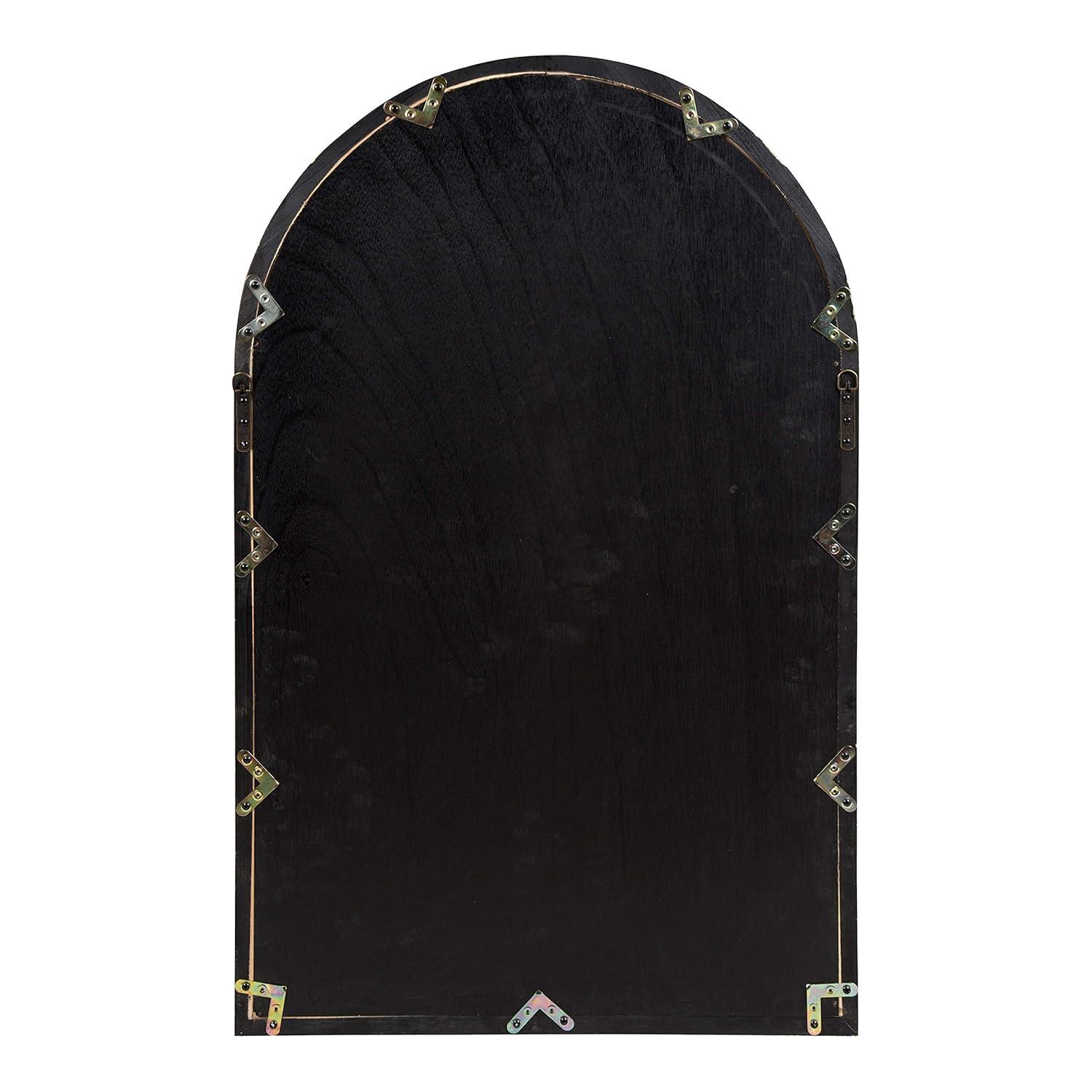 28" x 44" Boldmere Wood Windowpane Arch Mirror White/Gray - Kate and Laurel