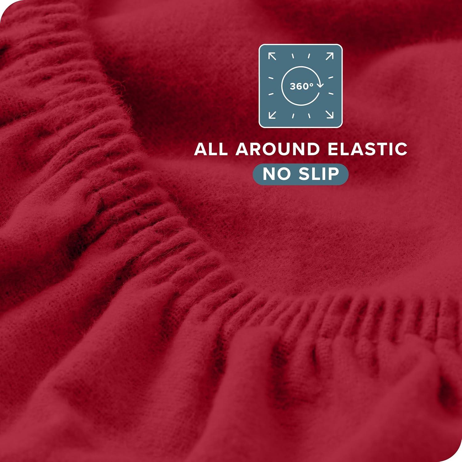 Twin Size Red Cotton Flannel Fitted Sheet by Bare Home