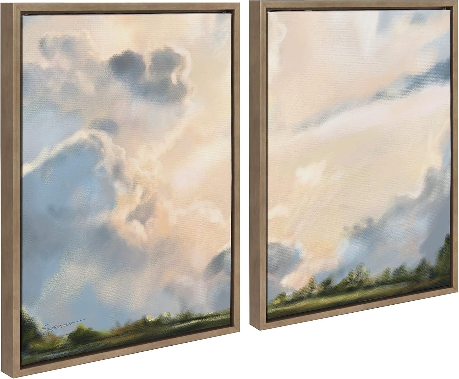 Sylvie Clouds 18 in x 24 in Framed Painting Canvas Art Prints, by Kate and Laurel Set of 2