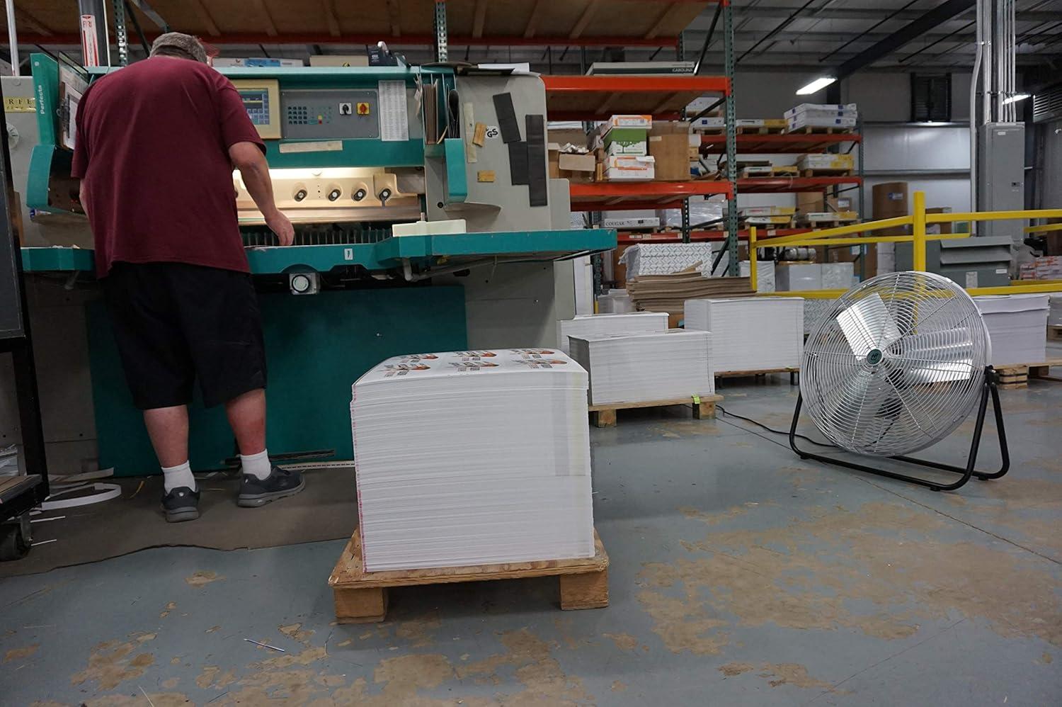 Gray 24-Inch Aluminum Industrial Floor Fan with 3-Speed Dial