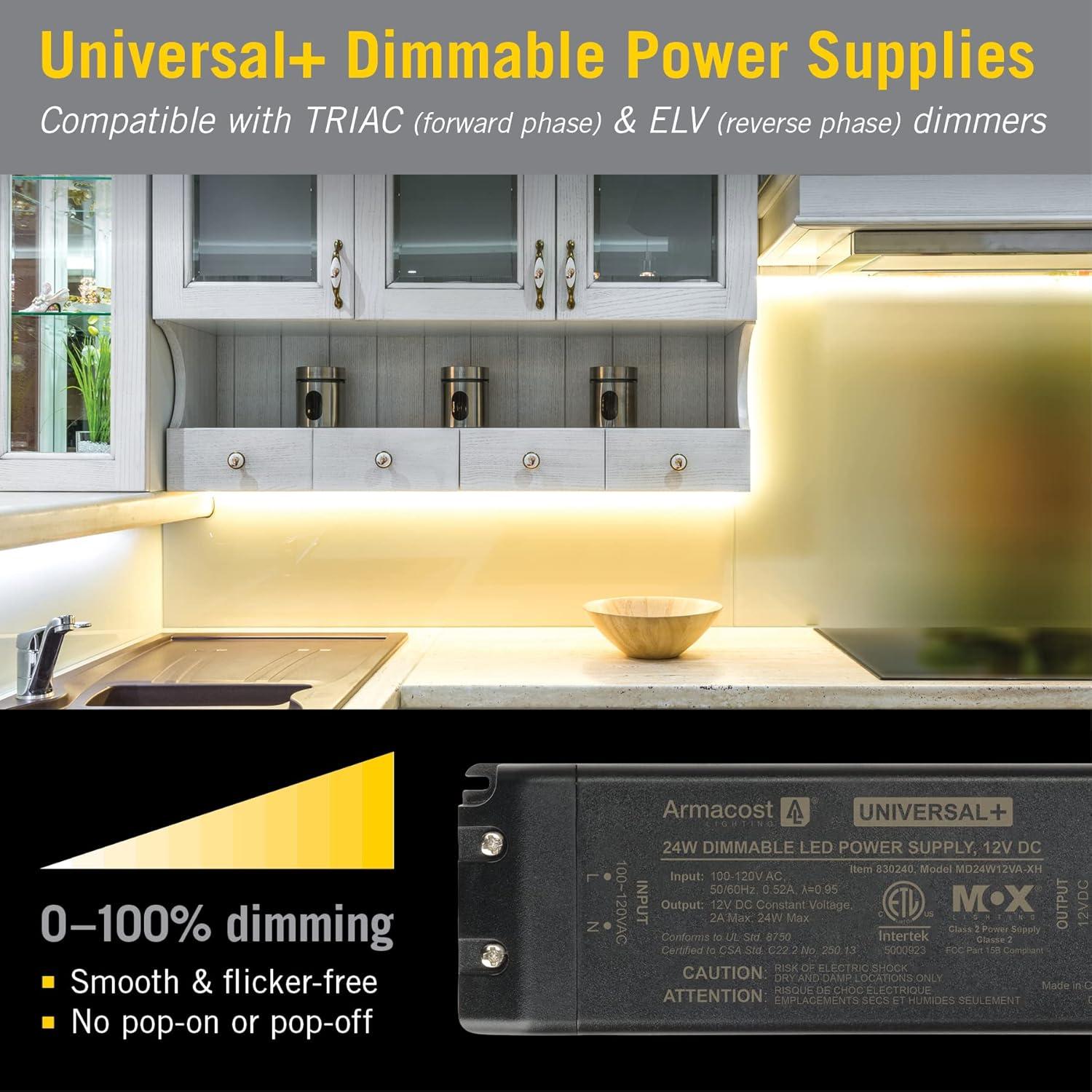 Armacost Lighting Universal+ Dimmable LED Driver 12V DC, 60W Electronic Transformer ELV/MLV/TRIAC 830240