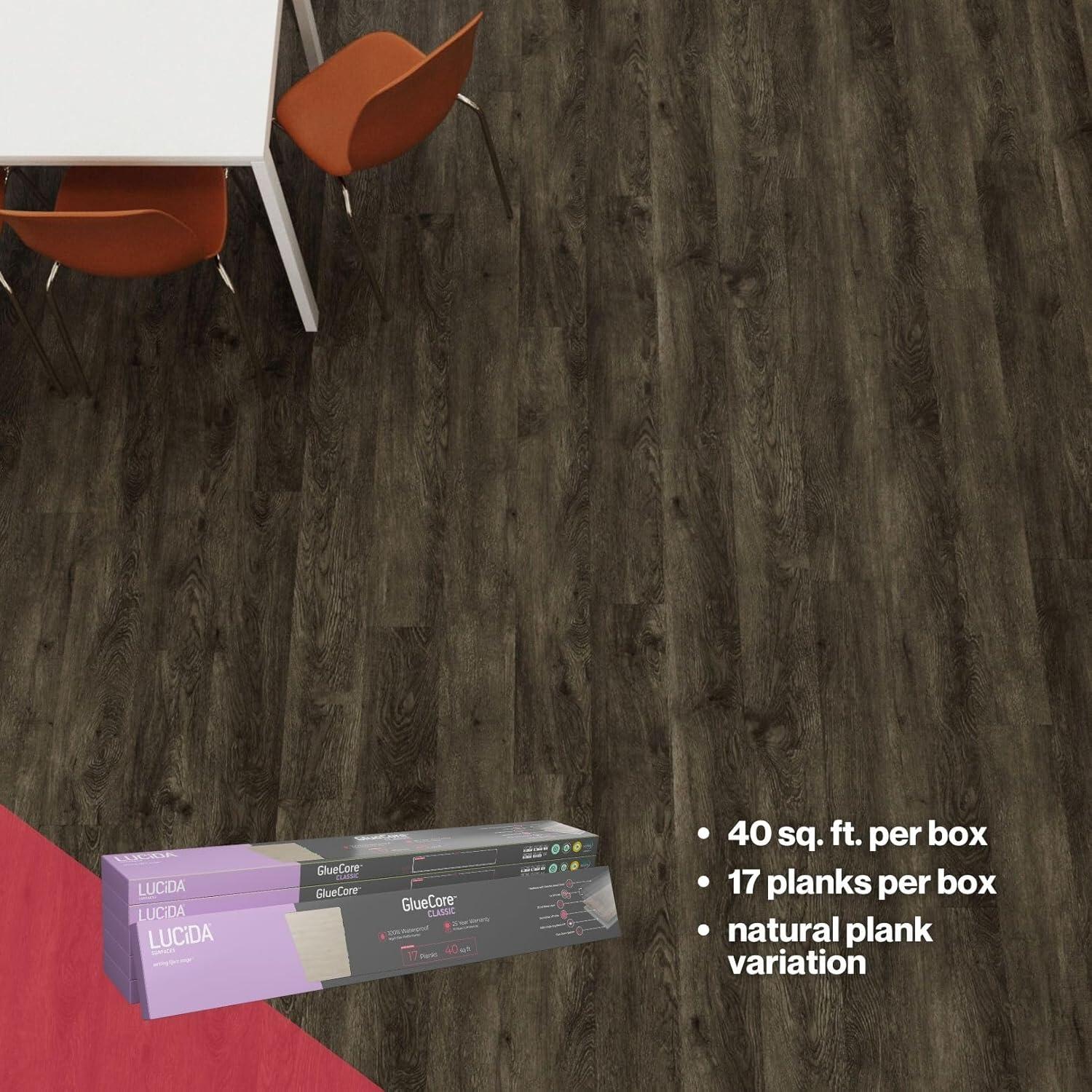 Lucida USA GlueCore Classic 22mil x 7.3" W x 48" L Glue Down Vinyl Tile Flooring