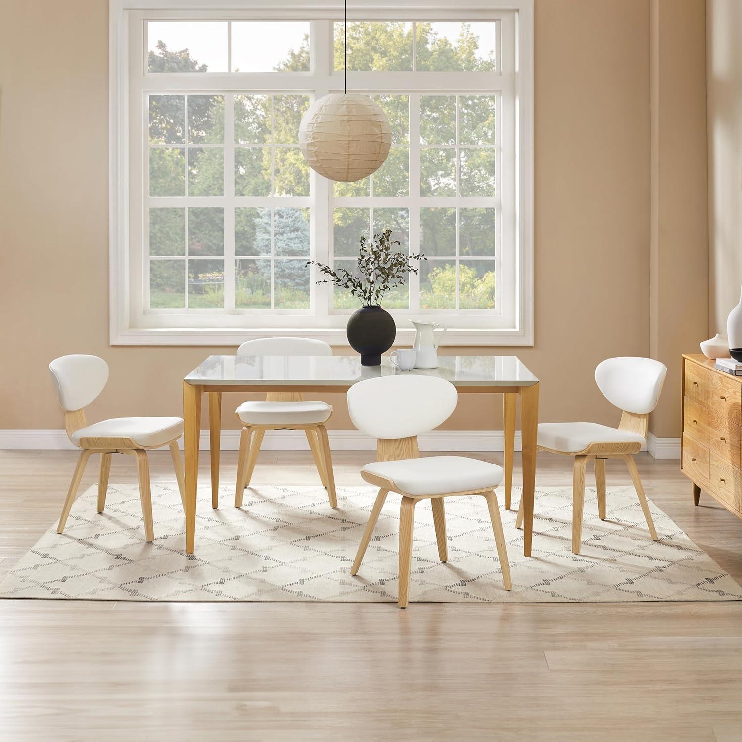 Art Leon Dining Chairs - Mid Century Modern Dining Room Chairs, Faux Leather Upholstered Armless Side Chair with Wood Legs for Kitchen, Set of 2, Walnut Bentwood/Black