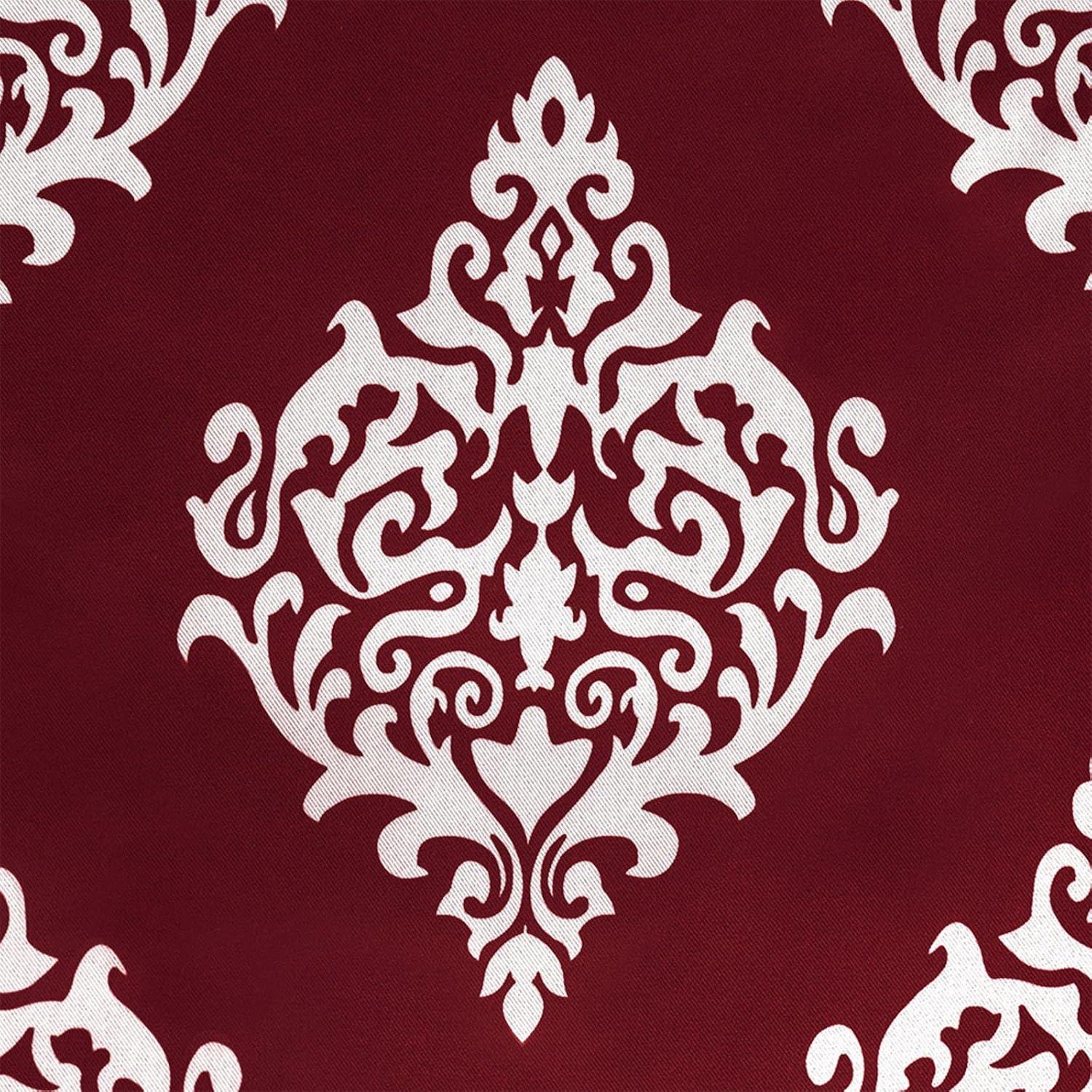 Set of 2 84"x52" Medallion Blackout Thermal Grommet Top Window Curtain Panels Burgundy: Polyester, Indoor Use