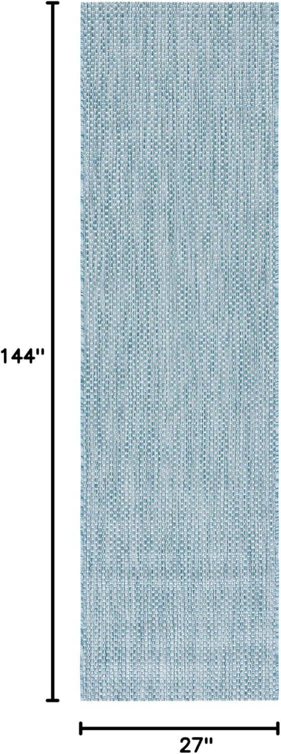 Courtyard CY8521 Power Loomed Indoor/Outdoor Runner Rug - Aqua/Grey - 2'3"x12' - Safavieh.