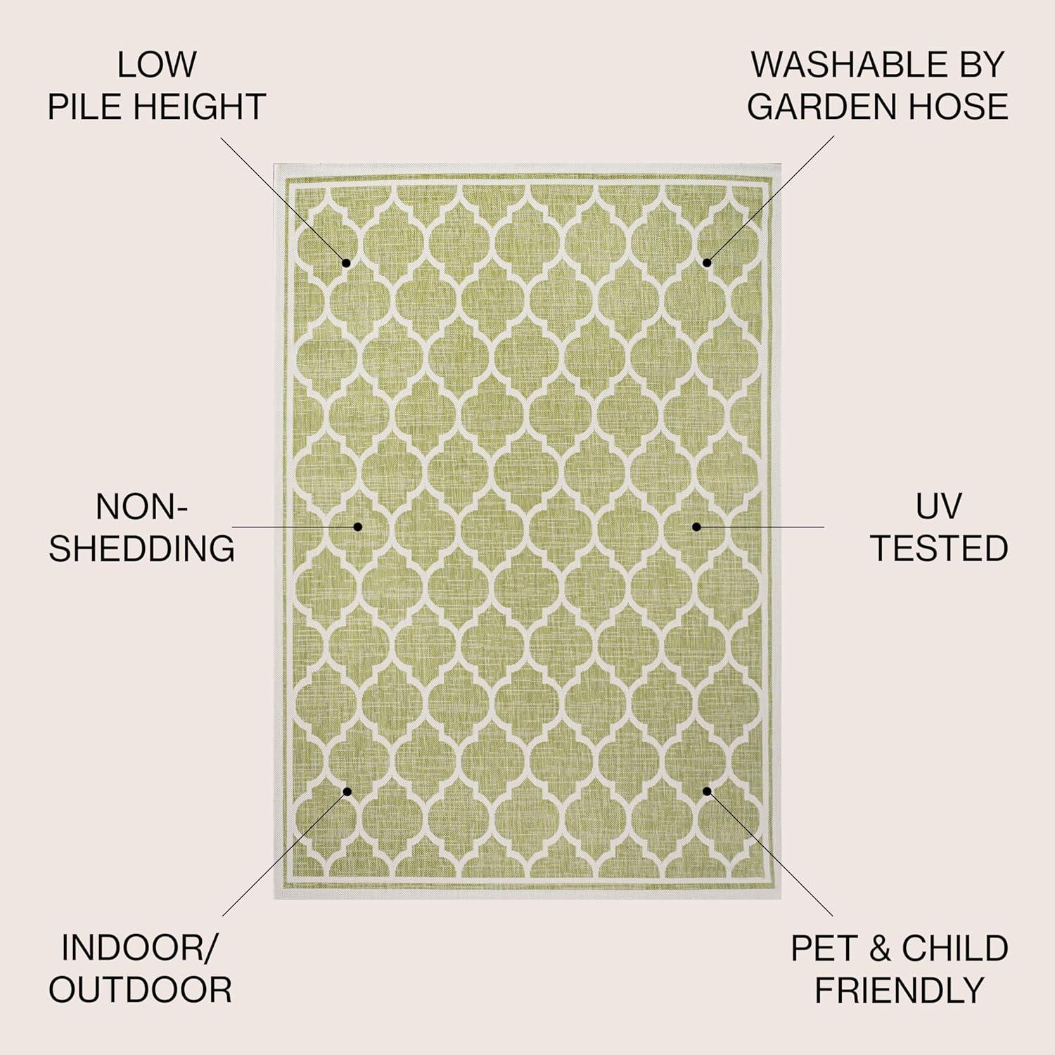 Trebol Moroccan Trellis Textured Weave Indoor/Outdoor Area Rug - JONATHAN Y