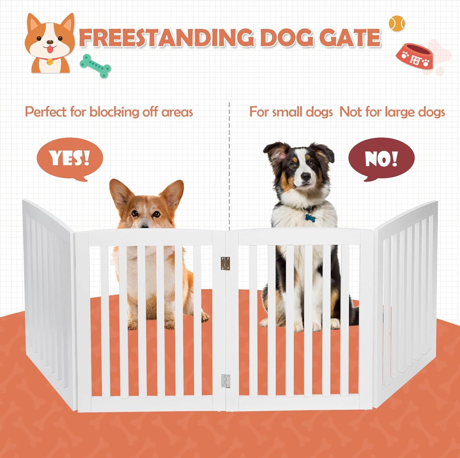 Dog Gate Pet Gate Indoor for Stairs Doorways 82x24 Inch 4 Panels Dog Fence Extra Wide Wooden