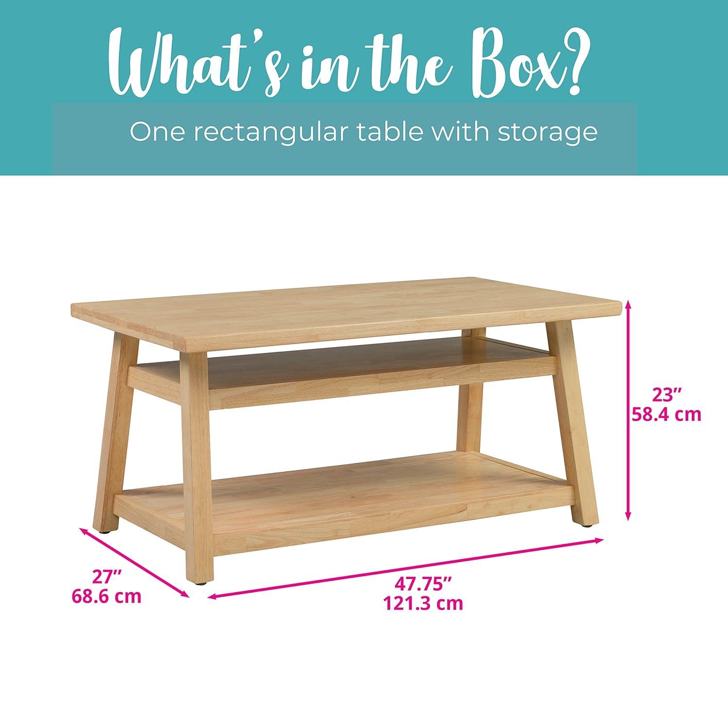 ECR4Kids ECR4Kids Sit n' Stash Rectangular Table, Classroom Storage, Natural